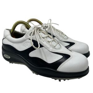 ECCO Women's Hydromax Golf Shoes White Black Leather Soft Spike EU 38